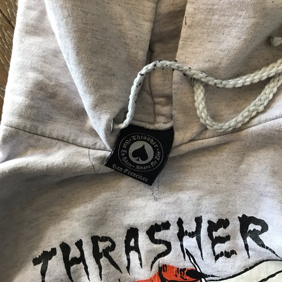 THRASHER NASTY NECKFACE SCARRED HOOD ASH GRAY SMALL - Picture 2 of 2